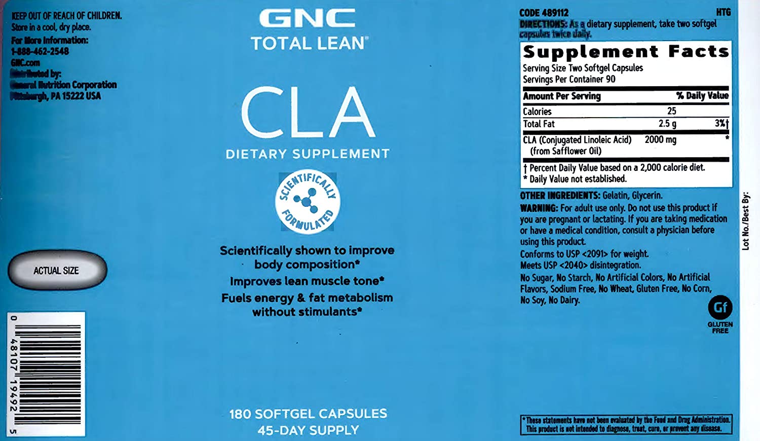 gnc total lean cla