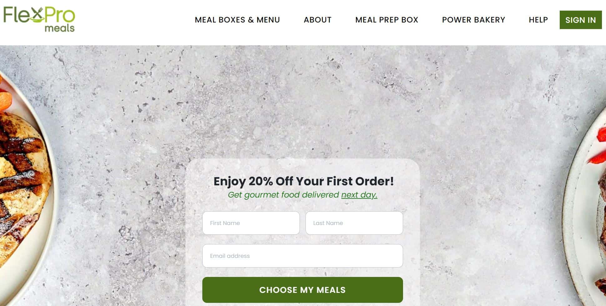 FlexPro Meals website