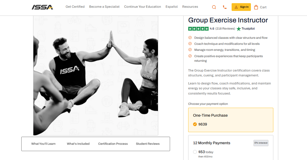 ISSA Best Certification to Teach Group Fitness Classes
